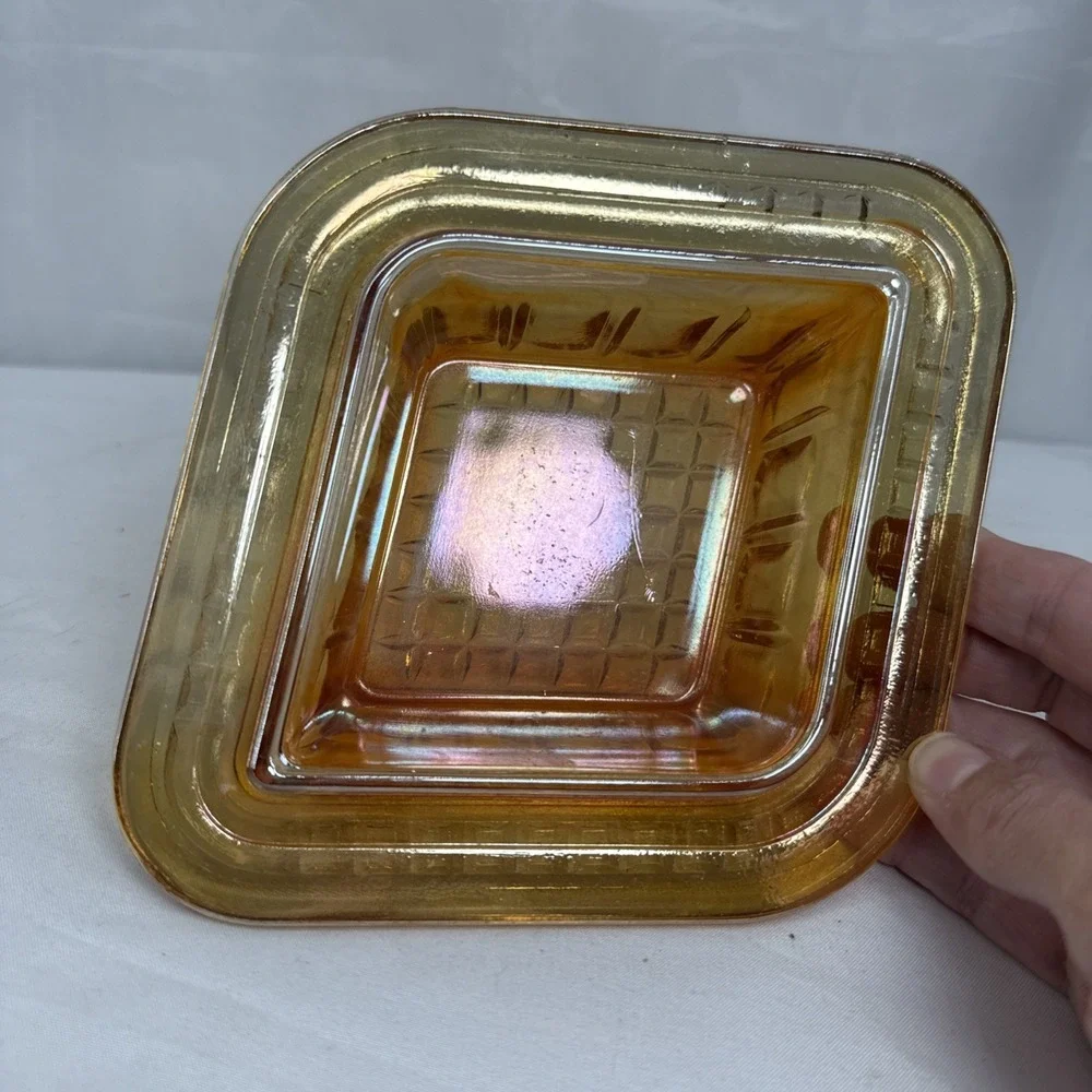 Marigold/Orange‎ Imperial Iridescent Glass Diamond Shape Dish